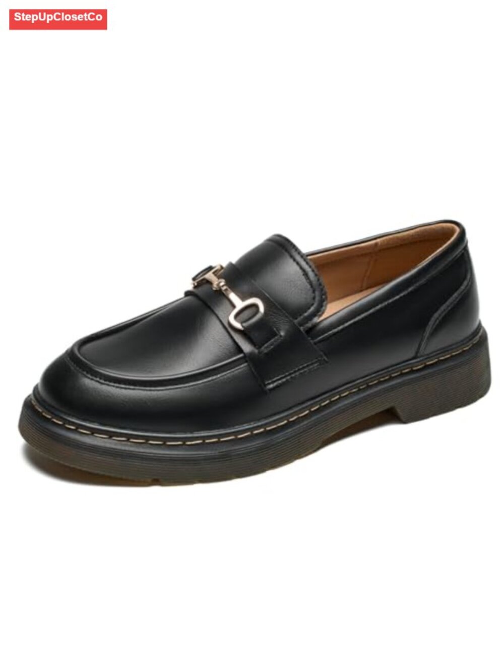 Women's Chunky Platform Loafers Slip On Lug Sole Faux Leather Comfort Shoes